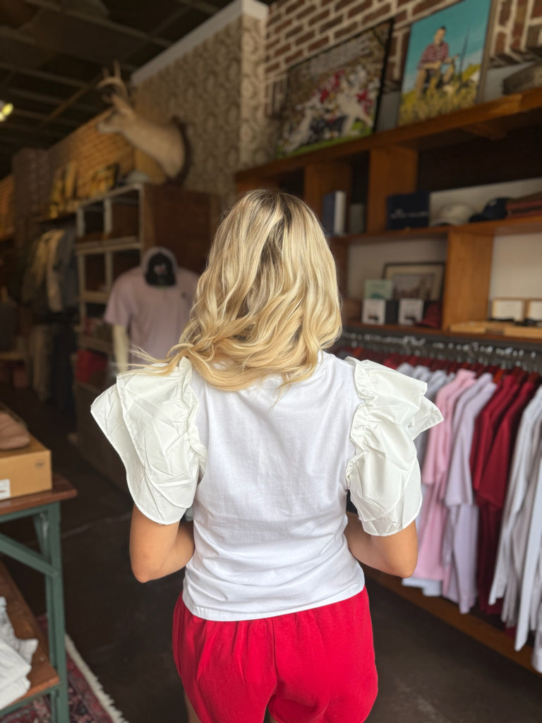 FINAL SALE - Flutter Ruffle Sleeve Top