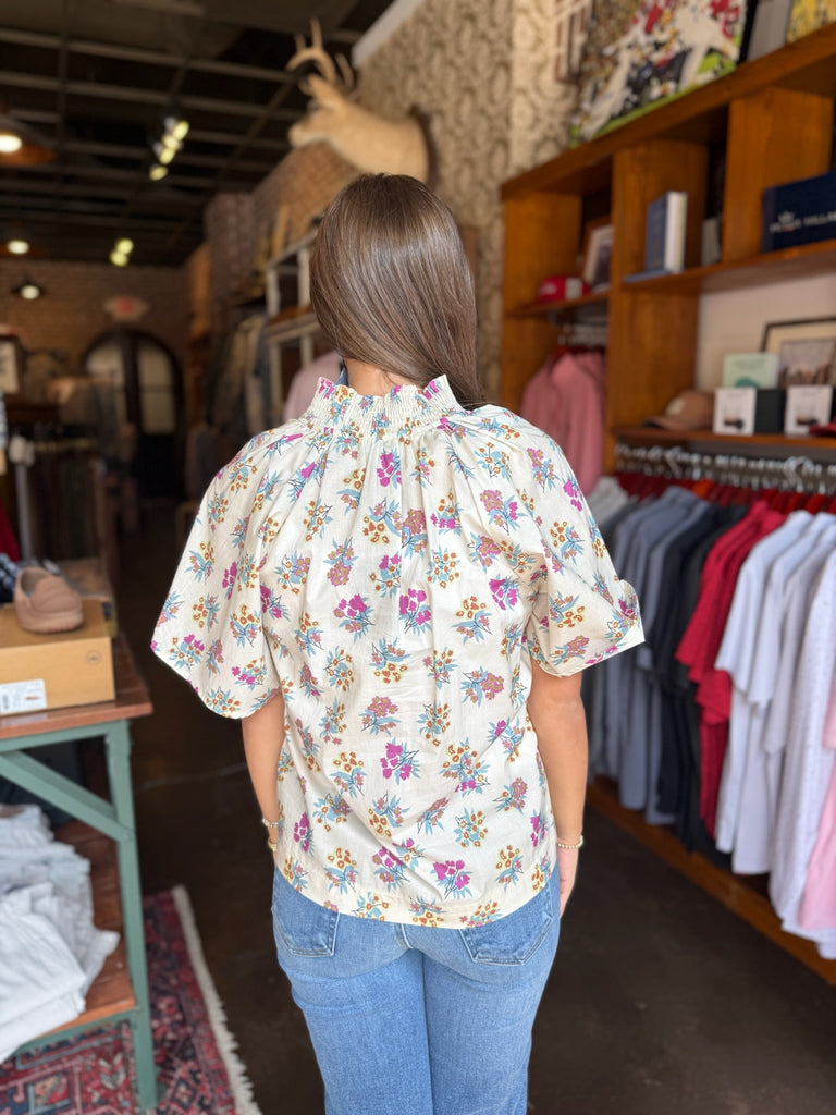 FINAL SALE - Cream Floral Print Top