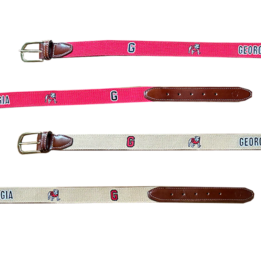 UGA Collegiate Embroidered Belt - Khaki