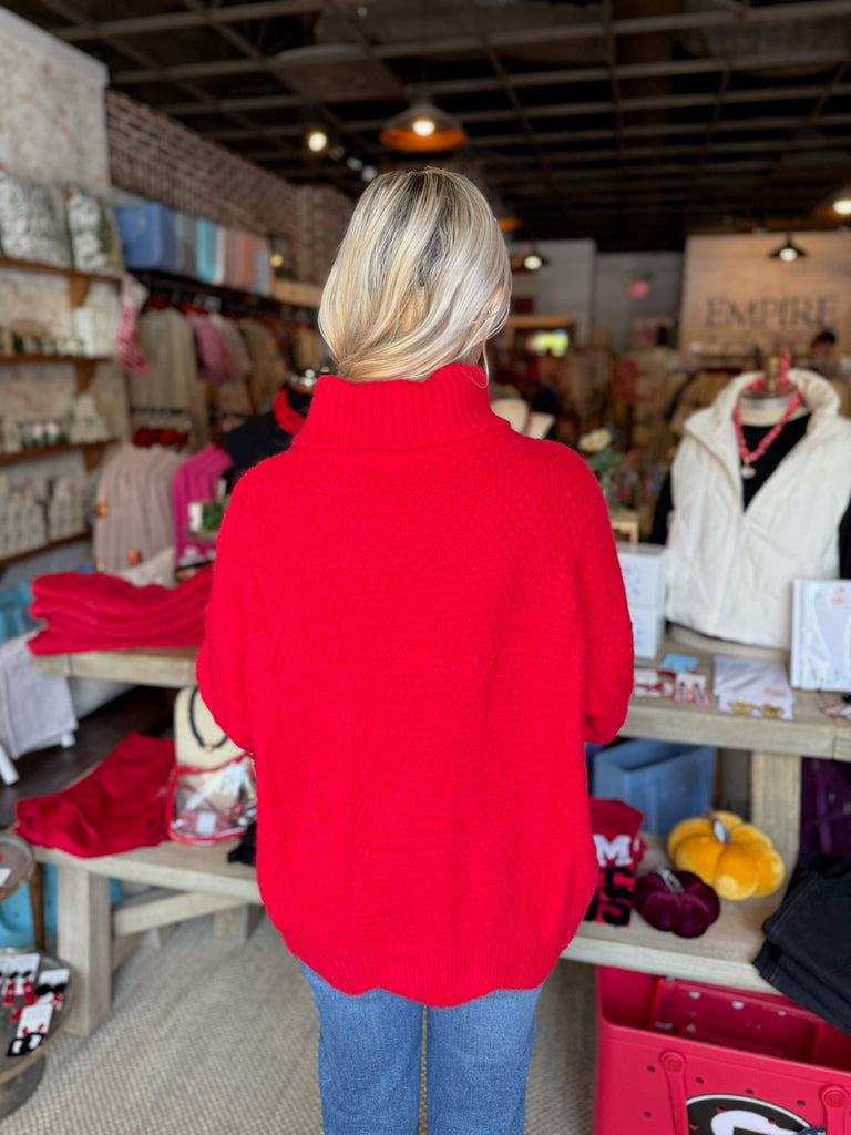 Turtle Neck Scallop Hem Sweater