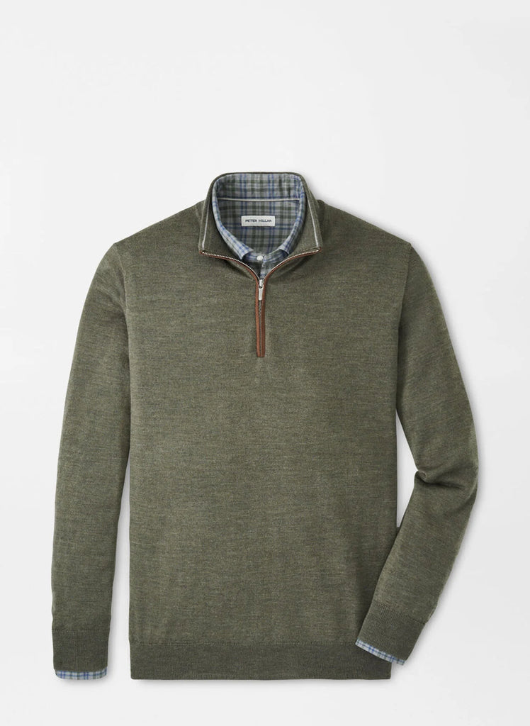 Autumn Crest Suede Trim Quarter-Zip Basil