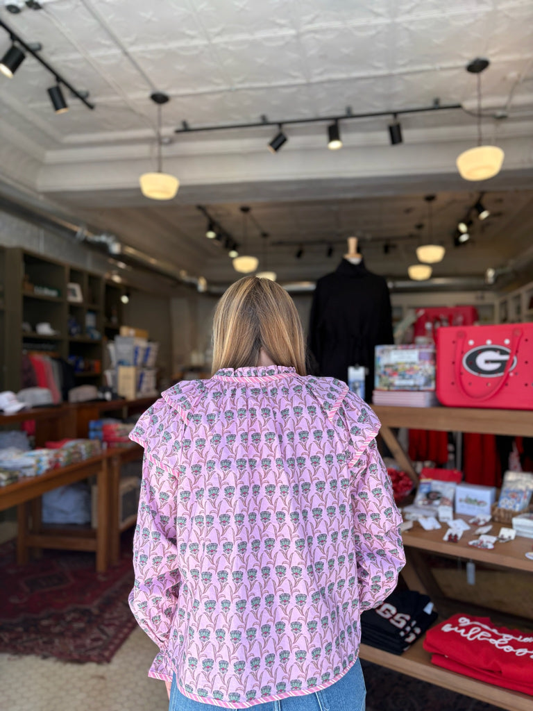 Orchid Floral Flutter Sleeve Top