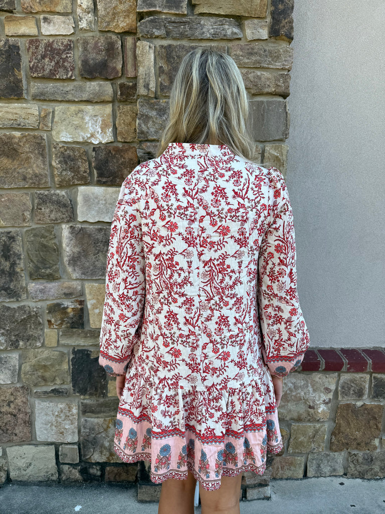 Flame Scarlet Long Sleeve Mini Dress