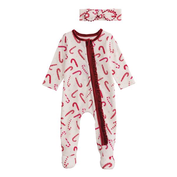 Candy Cane Sleeper & Headband Set