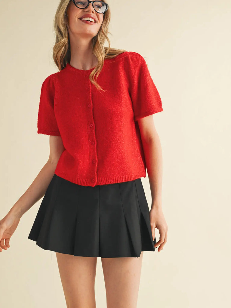 Short Puff Sleeve Sweater Top