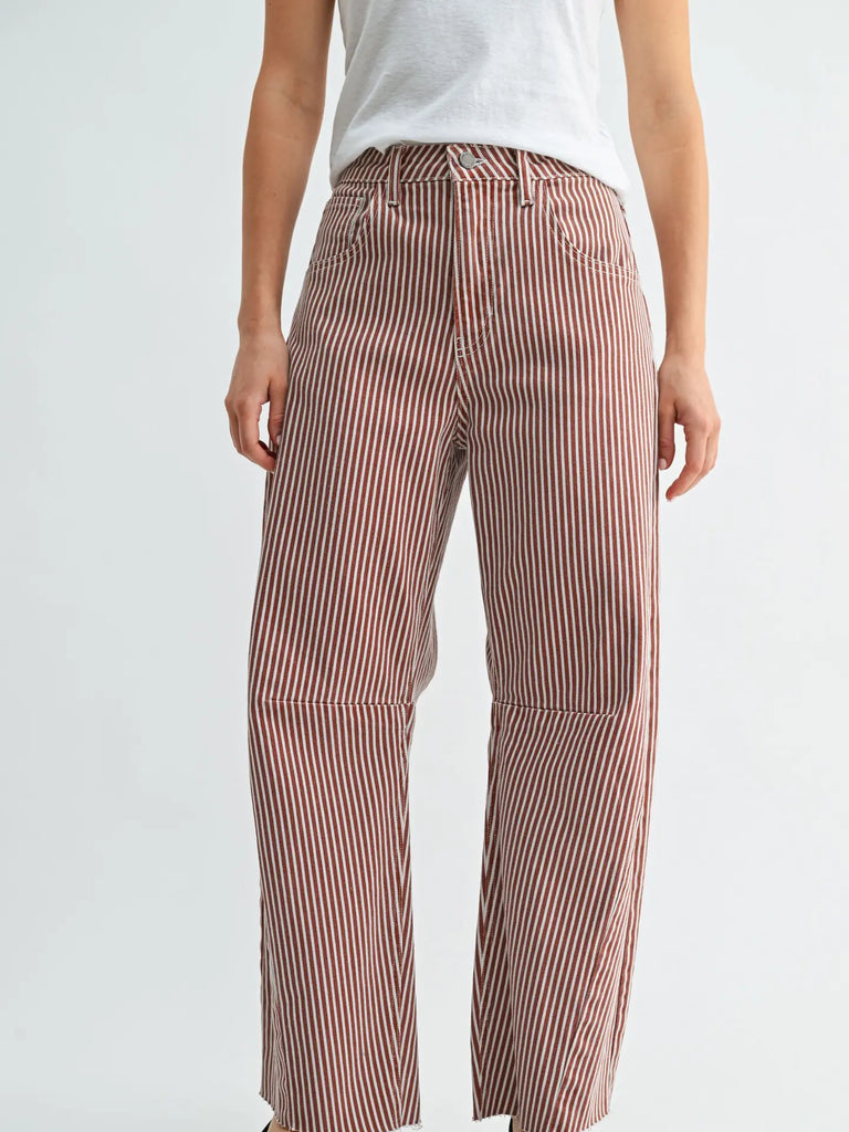 Stripe Barrel Jean w/ Seams