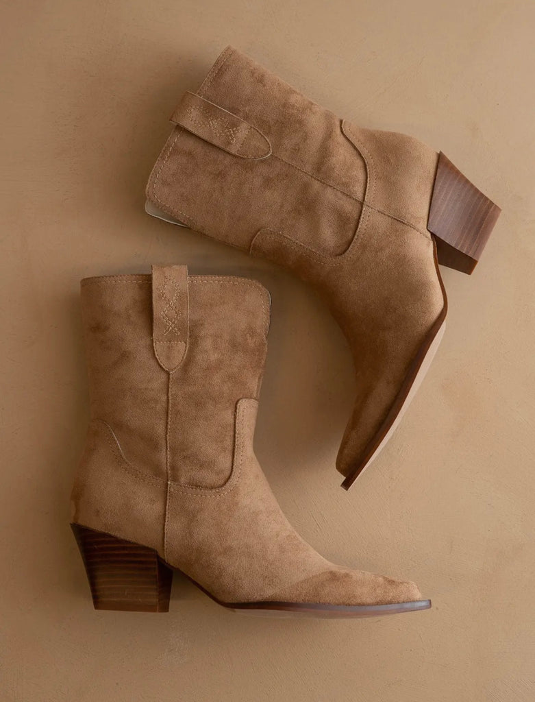 The Trudy Latte Western Heel Boot