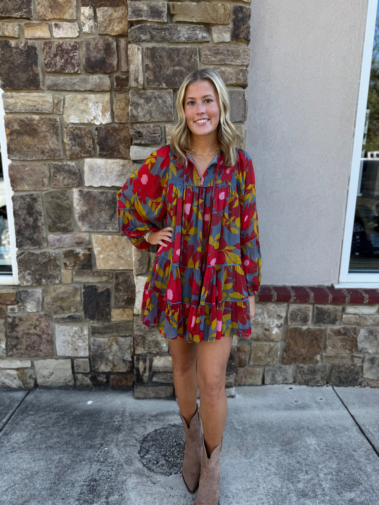 Floral Chiffon Boho Tier Dress
