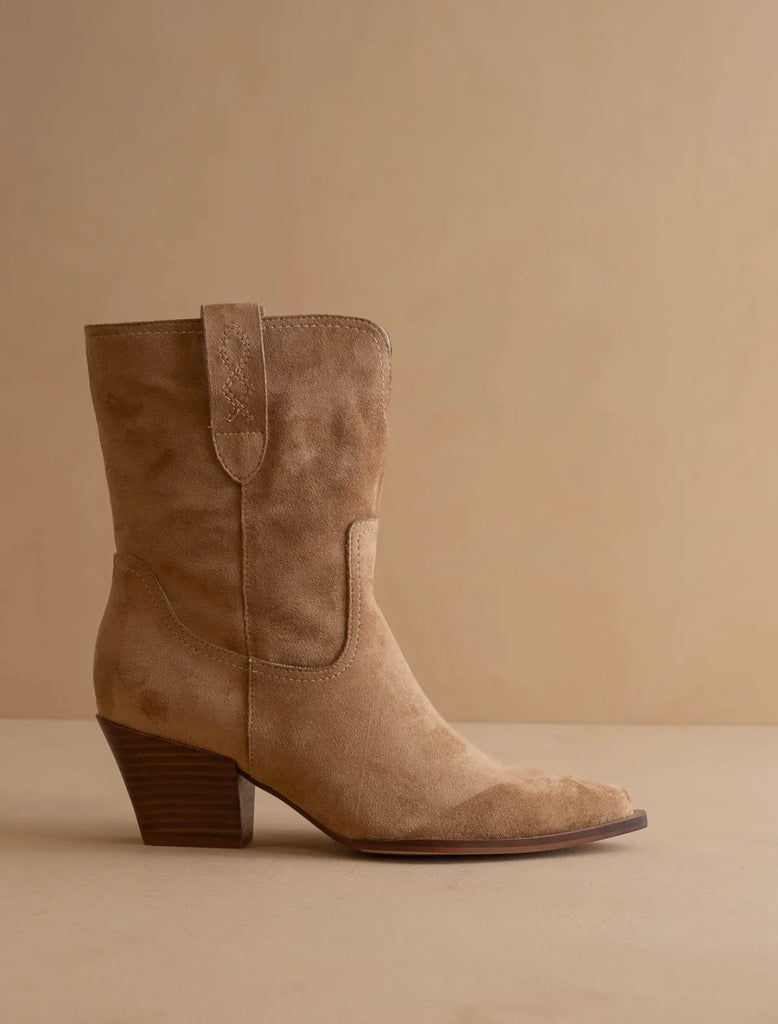 The Trudy Latte Western Heel Boot