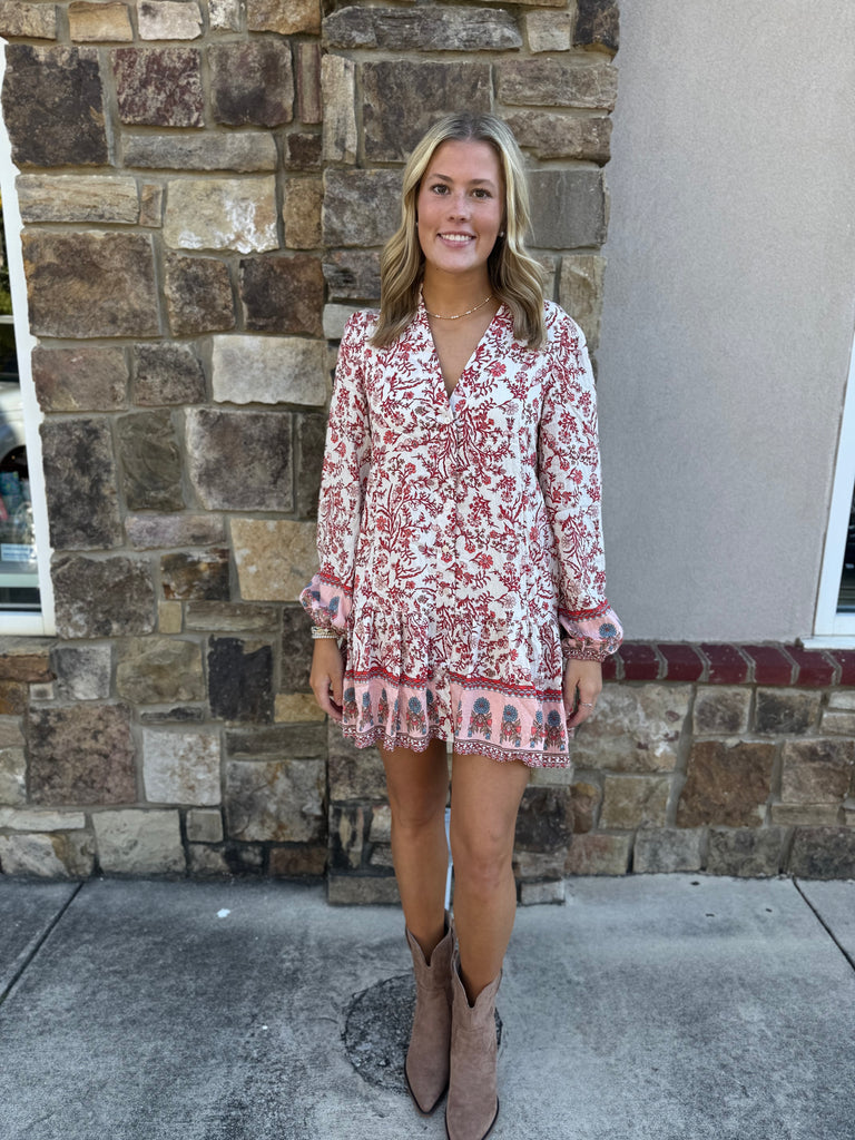 Flame Scarlet Long Sleeve Mini Dress