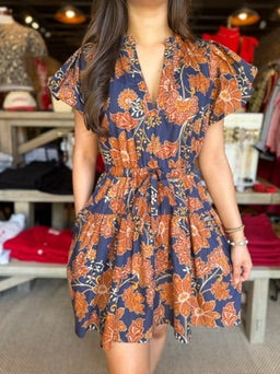 Mina Bubble Sleeve Printed Mini Dress