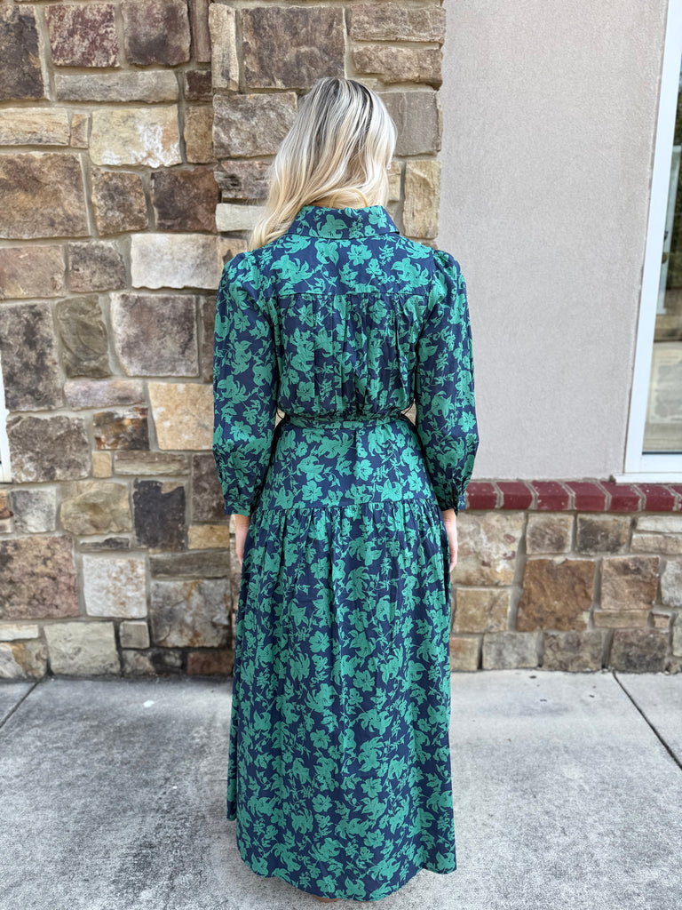 FINAL SALE - Navy/Green Floral Maxi Dress