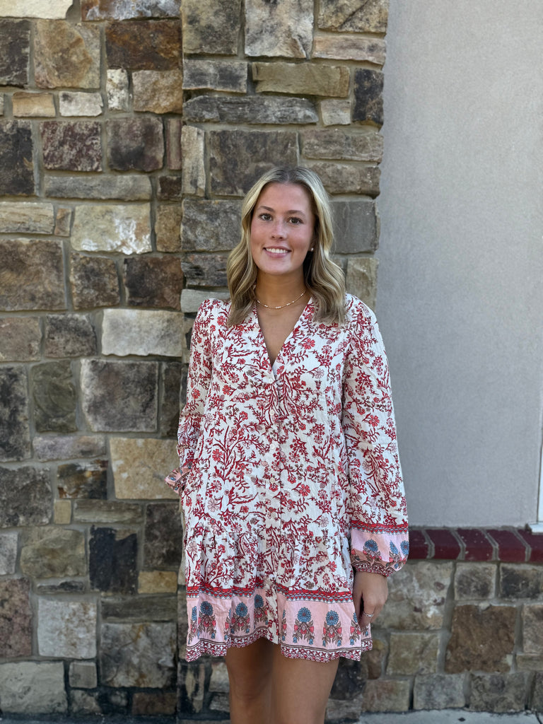Flame Scarlet Long Sleeve Mini Dress