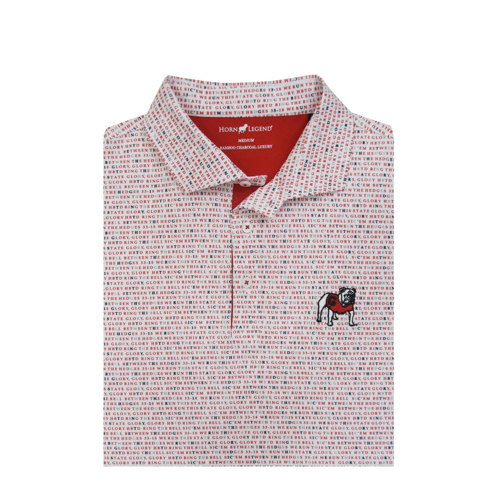 UGA Standing Dawg White Wordmark Polo