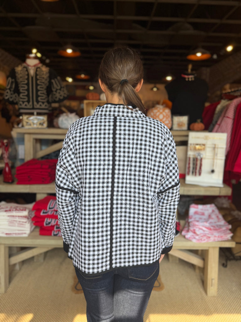 Quilted Gingham Puff Jacket