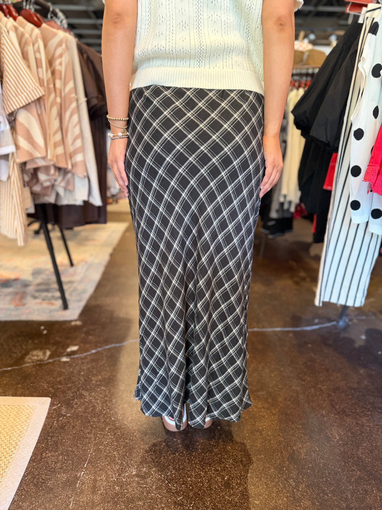 Europa Plaid Skirt Ash Black