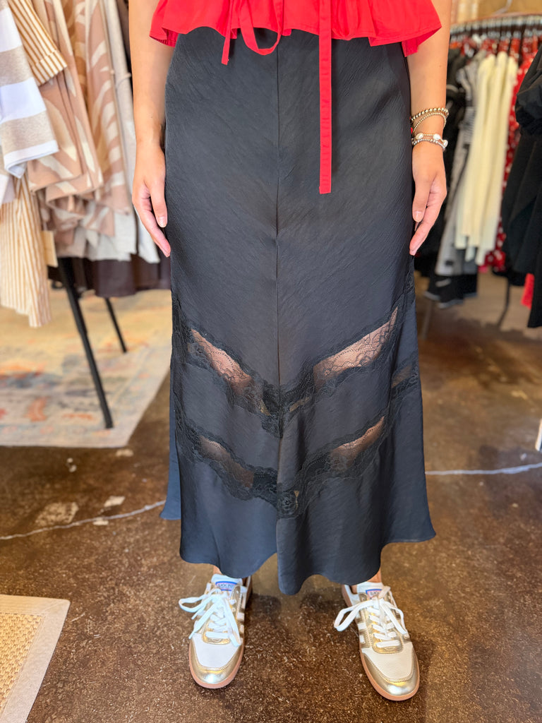 Kori Lace Inset Skirt Black