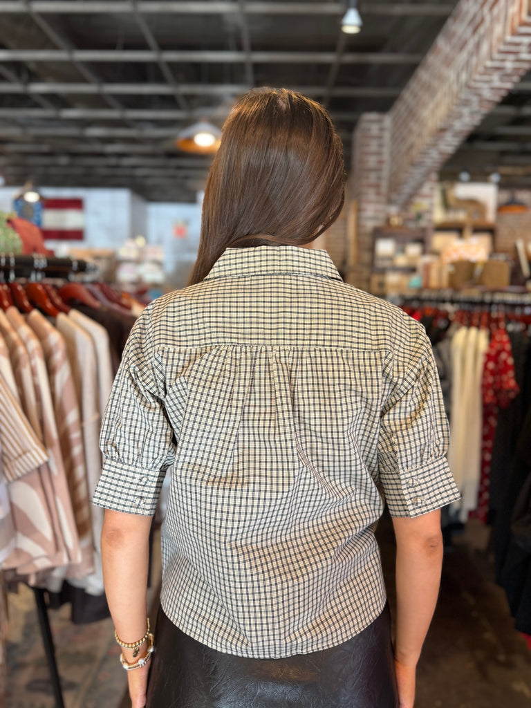 Charis Puff Sleeve Gingham Blouse
