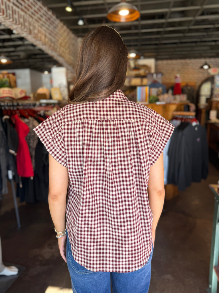Sadie Gingham Button-Up Top
