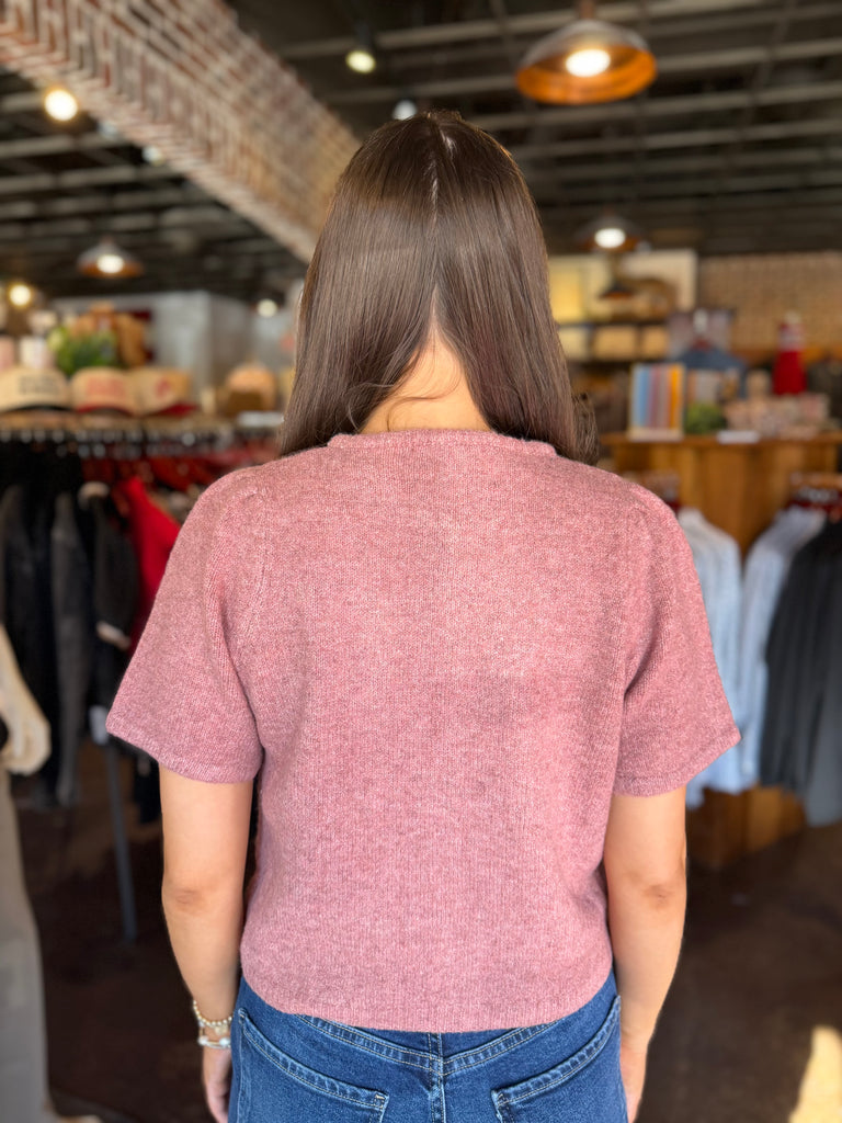 Short Puff Sleeve Sweater Top
