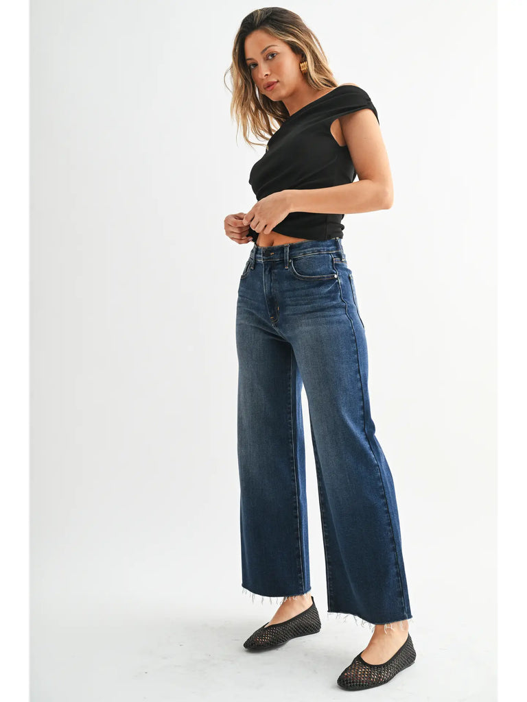 Dark Denim Scissor Cut Wide Leg Pant
