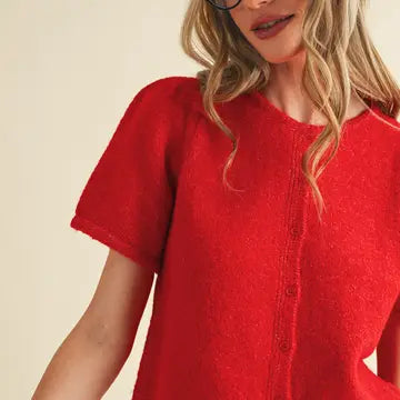 Short Puff Sleeve Sweater Top