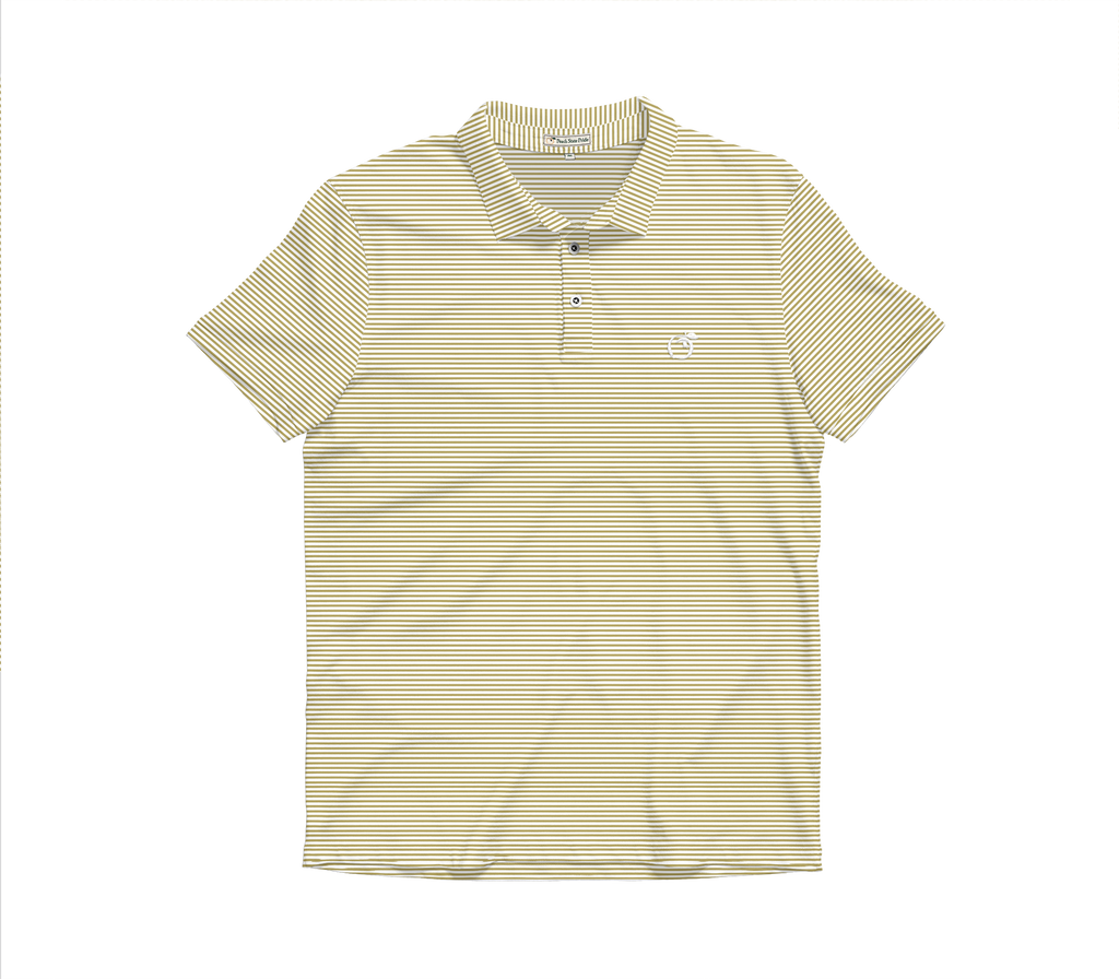 YOUTH Old Gold & White Heathered Azalea Stripe Polo