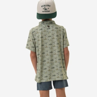 Youth Performance Polo Flying Ducks Green