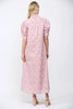 Pink Floral High Ruffle Mock Neck Button Down Maxi Dress