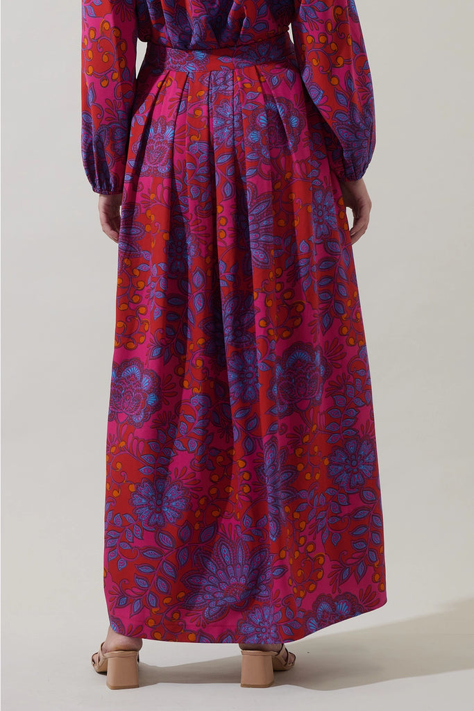 Darret Floral Lucie Pleated Maxi Skirt