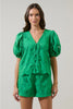Friona Eyelet Puff Sleeve Top Kelly Green