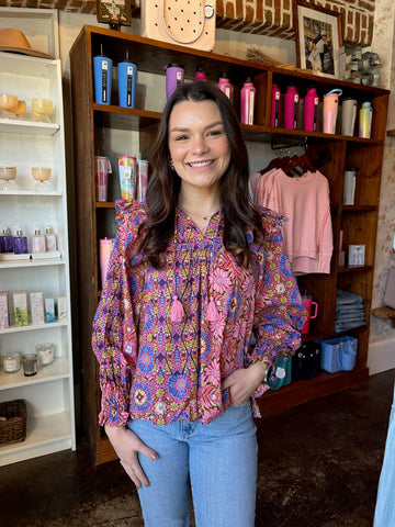 FINAL SALE - Pink Colorblock Ruffle Sweatshirt