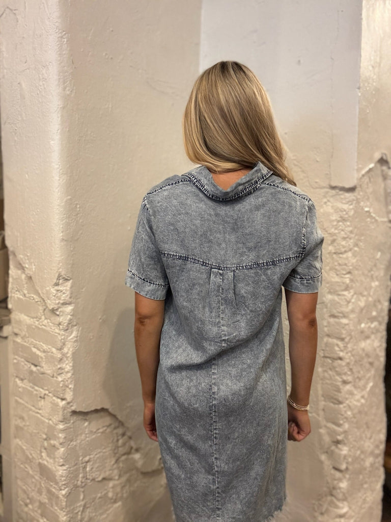 Washed Denim Shirt Dress