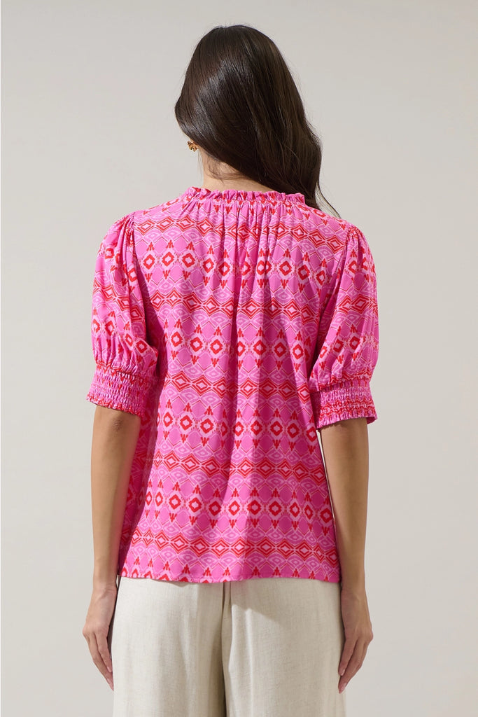 FINAL SALE - Mirany Ikat Bindy Puff Sleeve Top