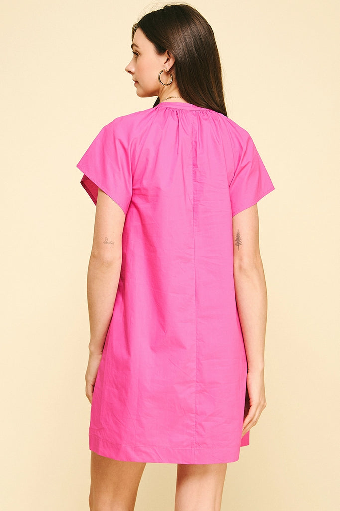 FINAL SALE - Pink V-Neck Tunic Mini Dress