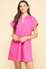 FINAL SALE - Pink V-Neck Tunic Mini Dress