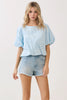 Embroidered Eyelet Bubble Sleeve Top