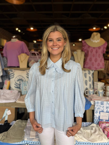 Blue Ric Rac Gingham Top