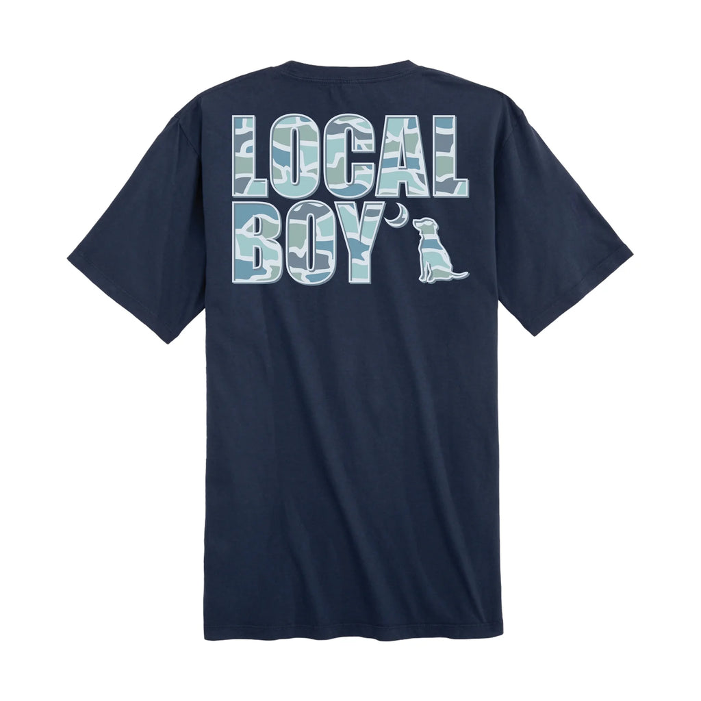 Raised Camo Text SS Tee China Blue