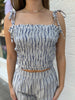 FINAL SALE - White Stripe Tie Smocked Top