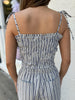 FINAL SALE - White Stripe Tie Smocked Top