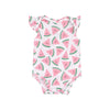 Pink Watermelon Hearts Ruffle Sleeve Bodysuit