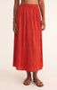 FINAL SALE - Cabana Red Nicoline Crinkle Midi Skirt