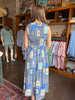 Coastal Tile Print Pleated Midi Dress