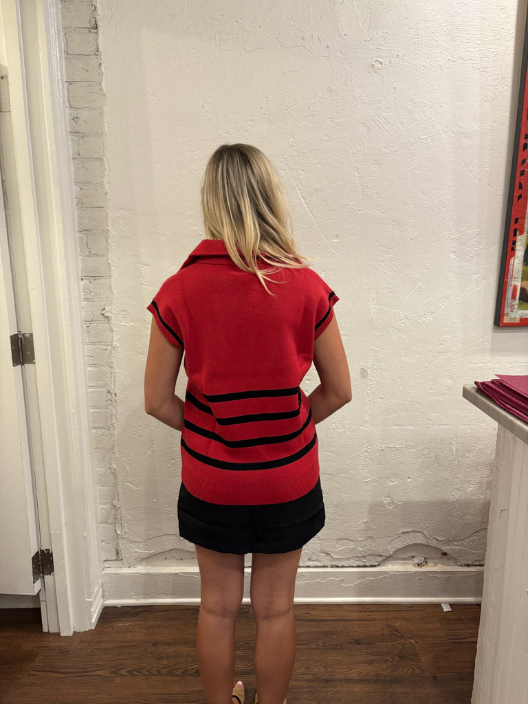 Celia Red & Black Sweater