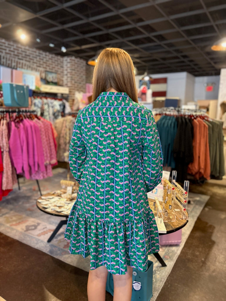 FINAL SALE - Fiona Honey Vines Dress Green