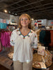 White Floral Short Sleeve Embroidered Top