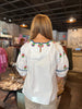 White Floral Short Sleeve Embroidered Top