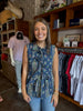 Navy Floral Front Tie Vest