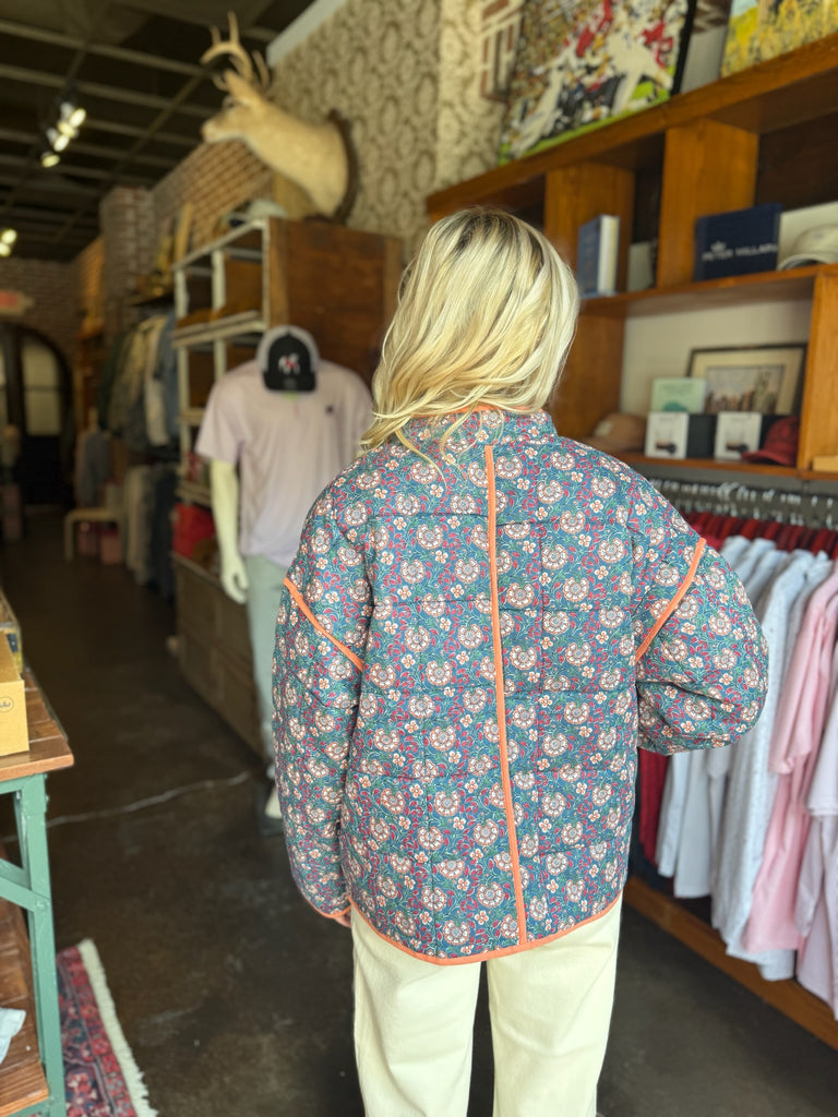 Cher Block Print Jacket Blue